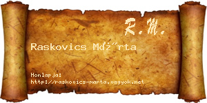 Raskovics Márta névjegykártya